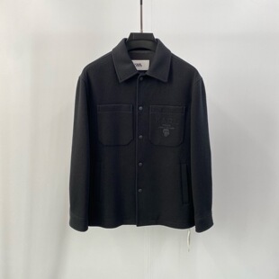 现货Karl Lagerfeld 25秋冬老佛爷logo字母刺绣男士羊毛夹克外套