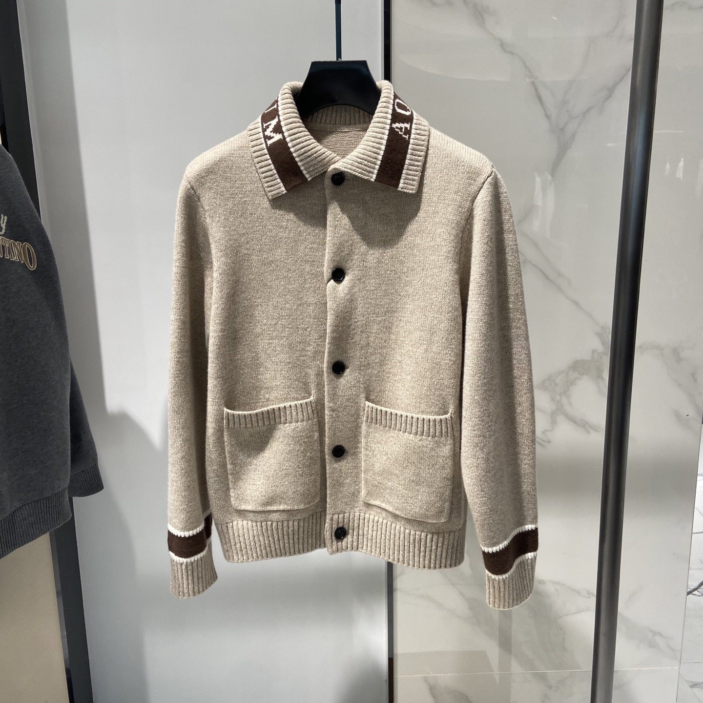 Aquascutum雅格狮丹 25秋冬领口logo字母男士羊毛针织夹克外套,男装,夹克,淘宝优惠券,粉丝福利购,淘宝优惠卷