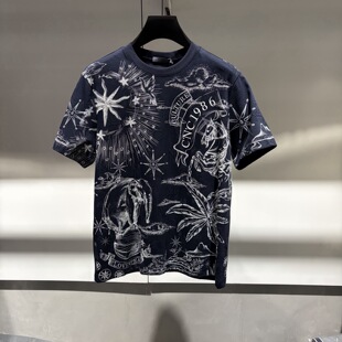 T恤 CNC 短袖 logo字母动物满身印花暗纹男士 262008 26春夏新款