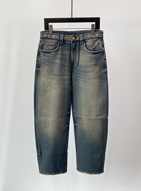 现在Dartin Bonaparto 25秋冬双刀腰间logo字母男士宽松牛仔裤