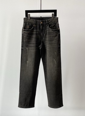 现货Dartin Bonaparto 25秋冬双刀logo字母压印男士直筒牛仔裤