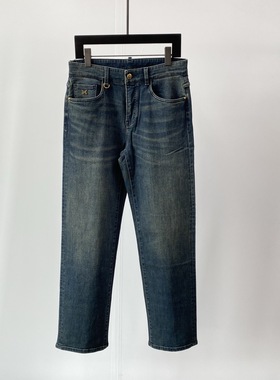 现货Dartin Bonaparto  DB 25秋冬双刀骷髅头logo男士直筒牛仔裤