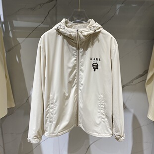Karl Lagerfeld 25秋冬logo字母印花烫钻老佛爷男士棉夹克外套