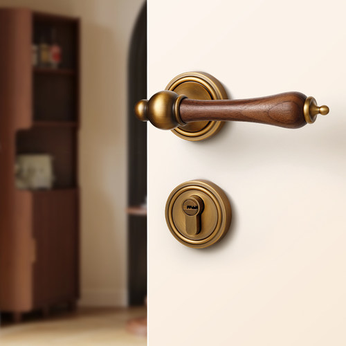 房间分体门锁仿古机械实木门把手
