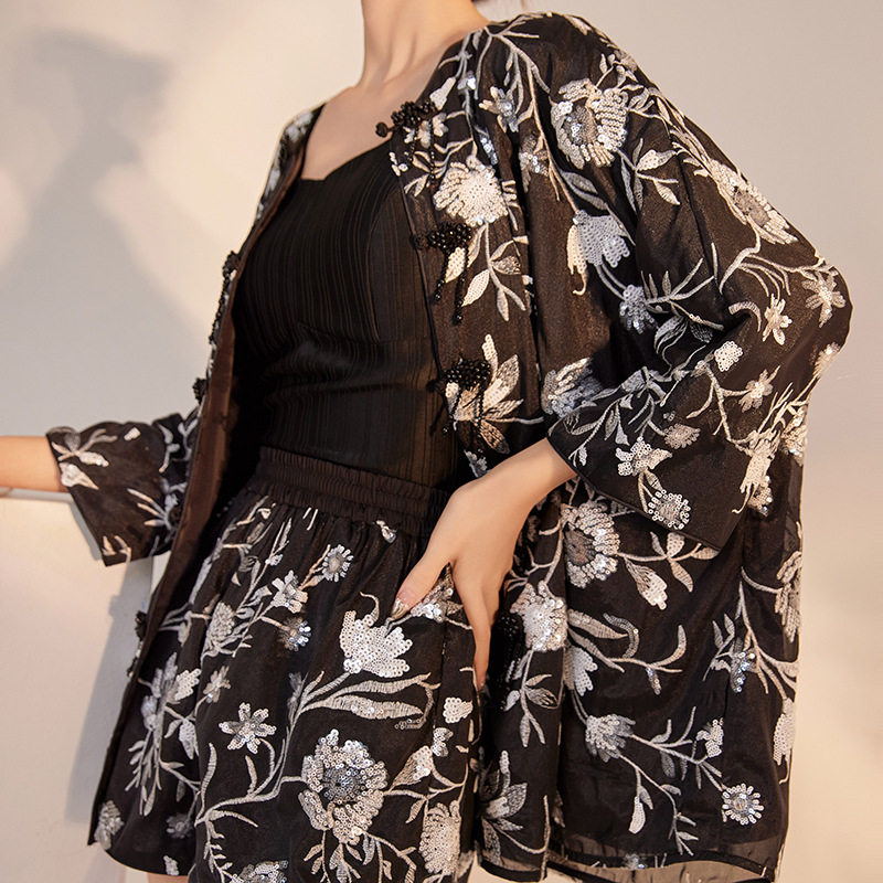 秋季国风新中式提花刺绣轻奢高端上衣短裤气质时尚套装 ZX款M6126,女装/女士精品,休闲运动套装,淘宝优惠券,粉丝福利购,淘宝优惠卷