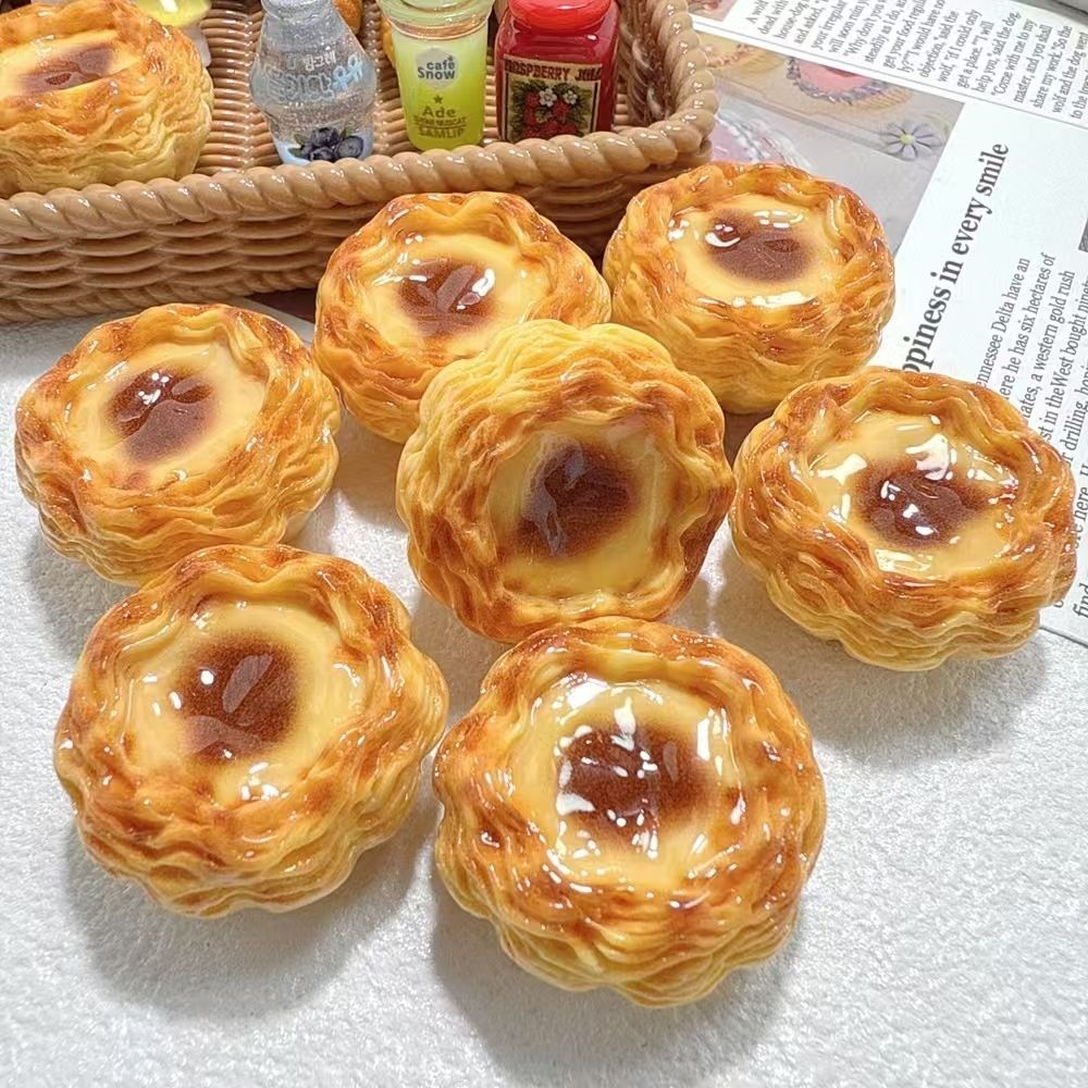 酥皮千层蛋挞钥匙扣创意可爱食玩树脂挂件书包包挂饰送朋友礼物