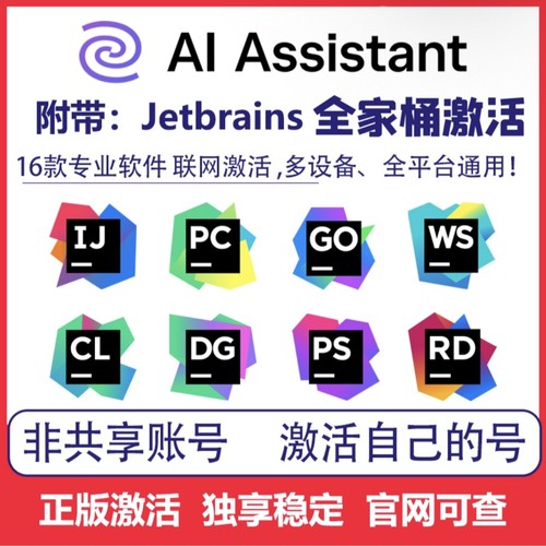 Ai assistant idea正版激活junie jetbrains全家桶pycharm goland