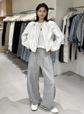 十三行欧货女装EMPRESS春夏新款抽绳松紧腰休闲裤裤阔腿拖地长裤