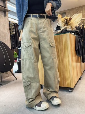 十三行欧货女装EMPRESS多口袋设计工装裤女宽松休闲百搭阔腿长裤