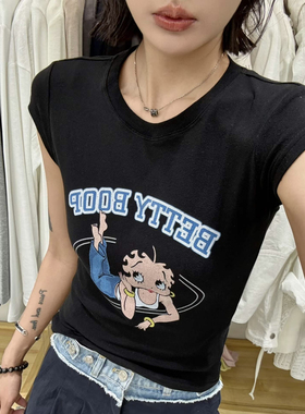 十三行欧货女装EMPRESS卡通贝蒂印花短袖女显瘦百搭纯棉小飞袖T恤