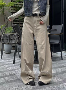 十三行EMPRESS新款大口袋设计工装阔腿裤女小众显瘦香蕉拖地长裤