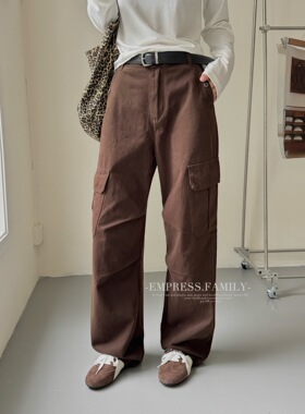 十三行欧货EMPRESS美式复古工装裤女高腰显瘦宽松休闲阔腿拖地裤