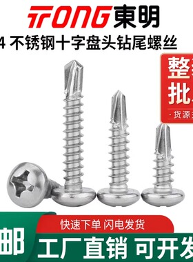 东明304不锈钢十字盘头自钻燕尾十字钻尾自攻螺丝钉DIN7504N