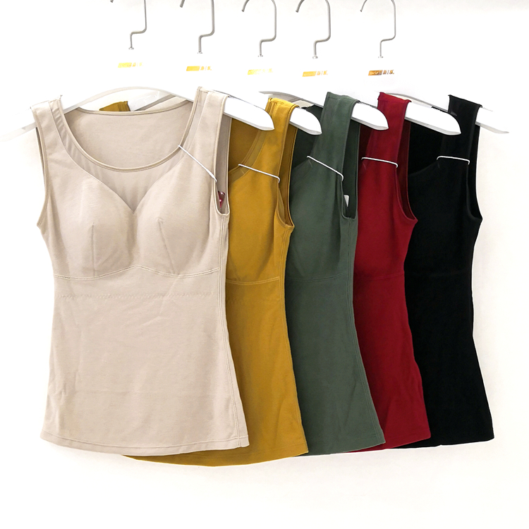 双面绒氧沿保暖女士圆领背心