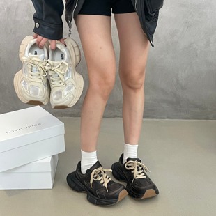 SGIRL TWTW复古风擦色厚底老爹鞋女2025气质圆头系带大头运动鞋潮