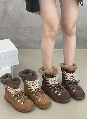 SGIRL TWTW日系厚底雪地靴女2025秋冬复古风加绒保暖高帮休闲靴子