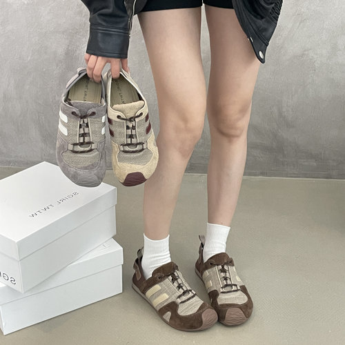 SGIRL TWTW丑萌风大头休闲鞋女百搭两穿系带运动鞋复古风德训鞋潮