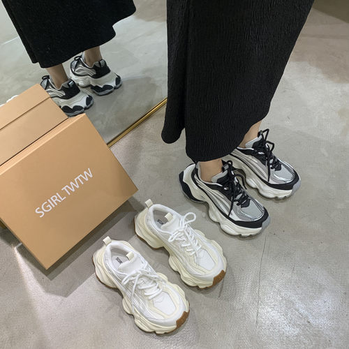 SGIRLTWTW韩版松糕底圆头老爹鞋