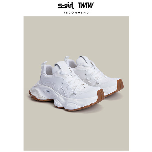 SGIRLTWTW小众松糕底圆头老爹鞋