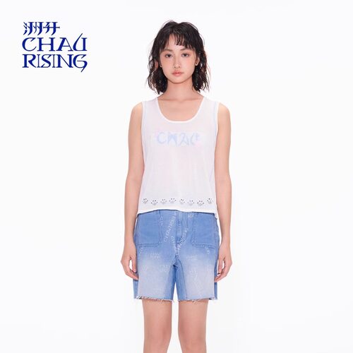 CHAU.RISING/洲升2025夏季新款显瘦手工钉珠猫爪背心内搭吊带女士