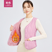 新款 秋冬加厚羽绒棉马甲女加绒轻薄保暖背心羊羔绒马夹内外穿坎肩