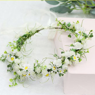 仙女花环头饰手工仿真小雏菊满天星婚礼儿童花童伴娘花环批发 韩版