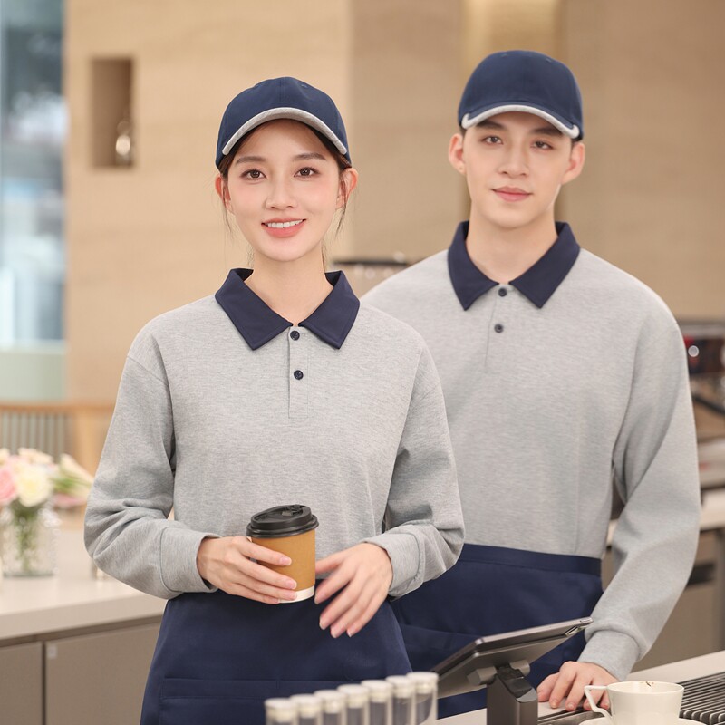 餐饮卫衣工作服定制logo奶茶咖啡烘焙蛋糕快餐火锅超市服务员工装
