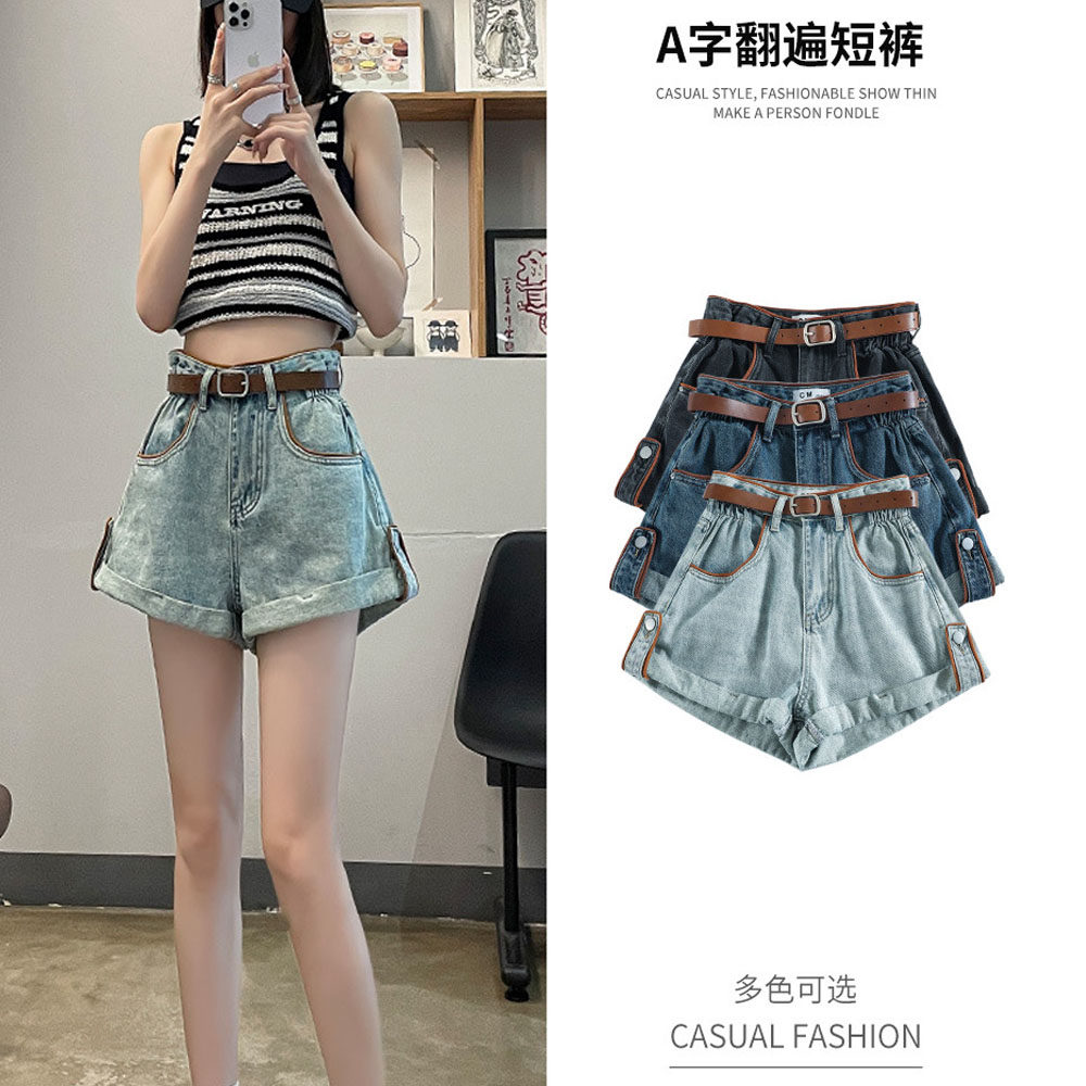 夏季新款高腰牛仔短裤女