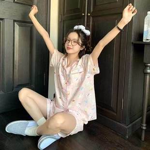 新款 2025夏季 公主陛下粉上KITTY甜美翻领ins风家居服