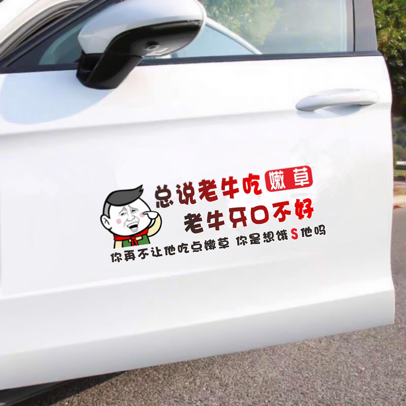 总说老牛吃嫩草车贴抖音同款个性创意网红搞笑汽车贴纸后窗装饰贴