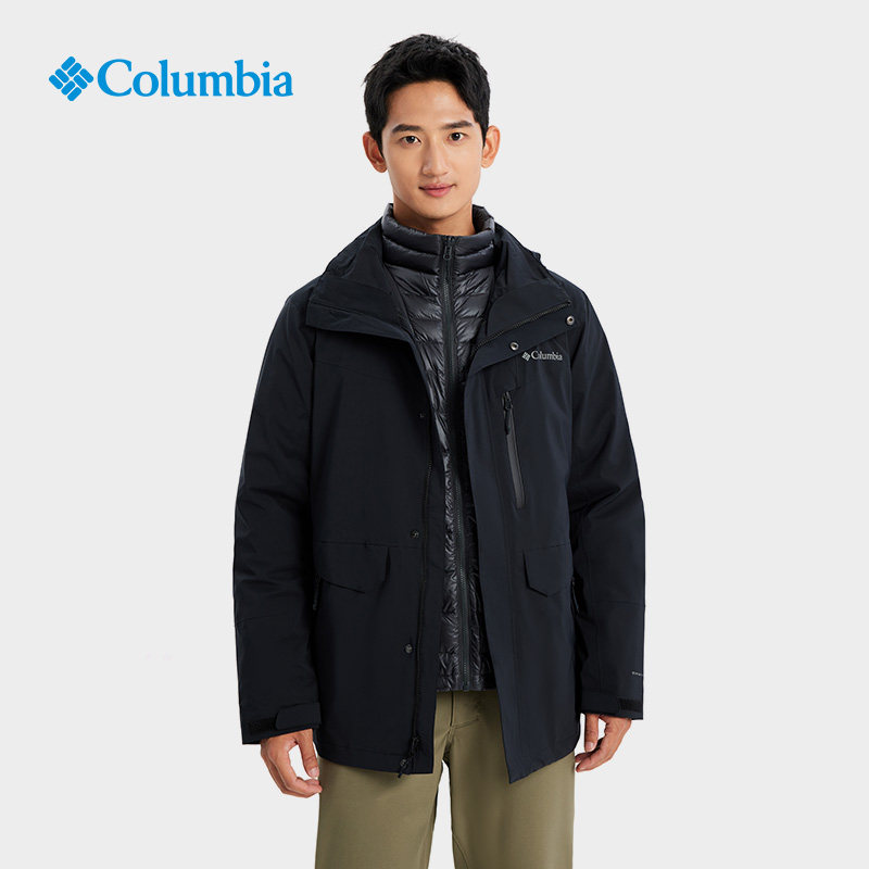 哥伦比亚户外男热能防水冲锋衣可拆卸内胆三合一鹅绒羽绒服XE9454