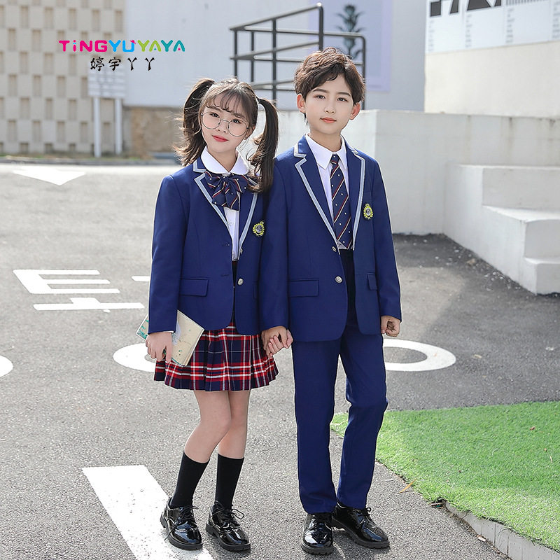 小学生一二三年级英伦风班服西装格子裙套装春季新款大合唱演出服