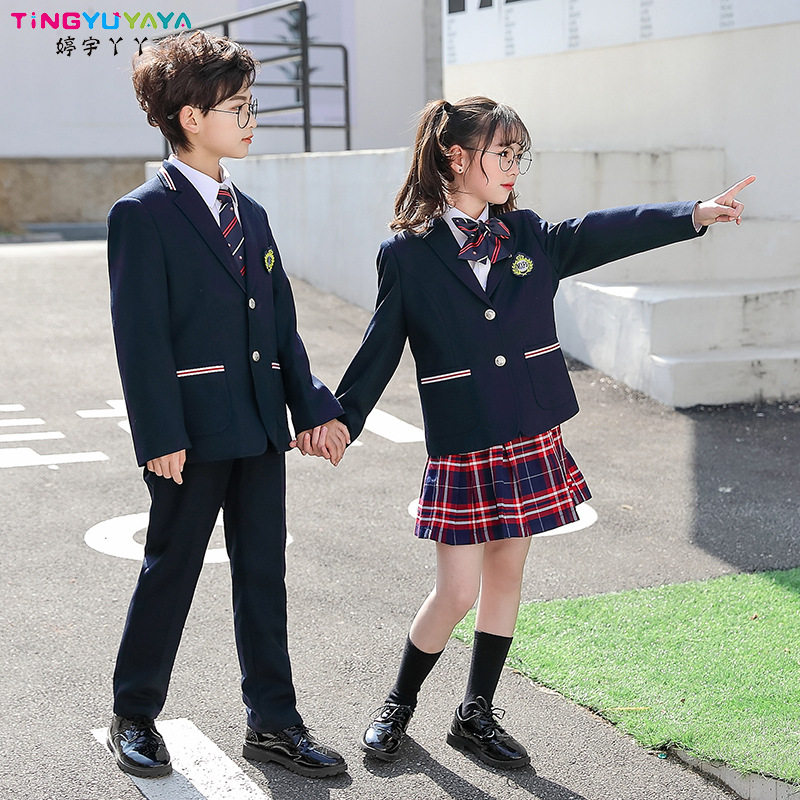 小学生英伦风校服西服百褶裙套装春季新款儿童诗歌颂大合唱演出服