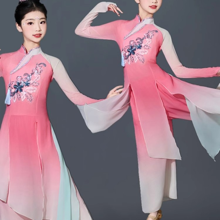 古典舞演出服女儿童少儿扇子舞服