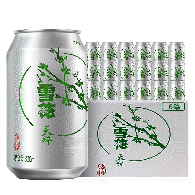 【破损包赔】雪花天粹整箱啤酒瓶罐 330mL*6/24罐清爽夏季