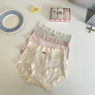2026春夏季新款花样波点女三角裤中腰舒适透气抗菌内裤女三条装