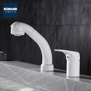 faucet日式白色分体抽拉水龙头卫生间洗漱大肚台盆双孔水嘴卫浴