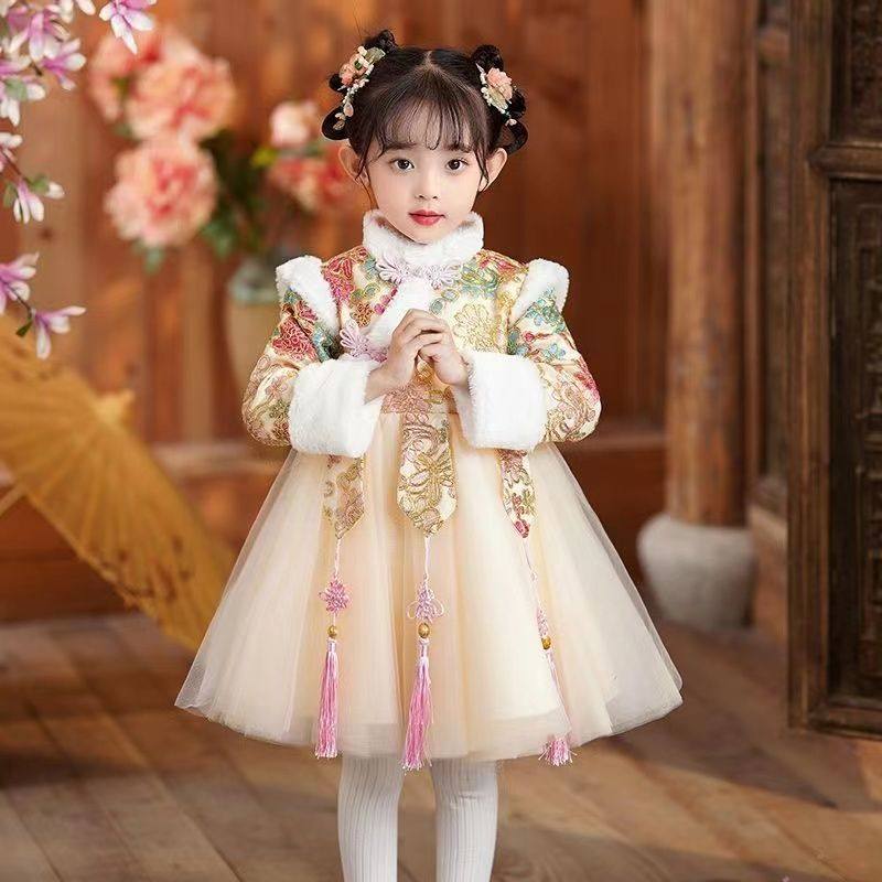 女童拜年服裙子新年衣服女宝汉服连衣裙冬季儿童装过年公主裙冬款,童装/婴儿装/亲子装,汉服,淘宝优惠券,粉丝福利购,淘宝优惠卷
