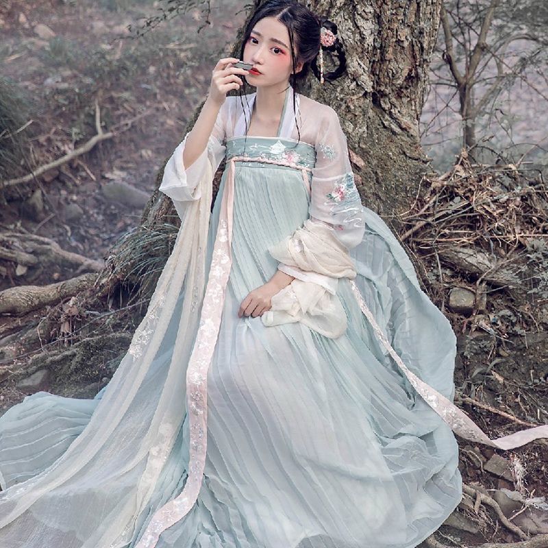 汉服女齐胸襦裙凤歌鸾日常夏季仙气中国风汉素古装仙女裙学生服