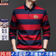 POLO衫 长袖 T恤翻领新款 啄木鸟条纹刺绣男士 秋冬款 中年爸爸体恤上