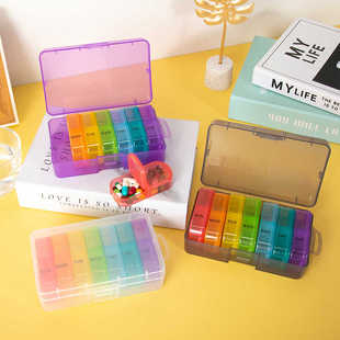 一周七天大容量药盒早晚迷你14格便携分装盒透明塑料随身收纳盒