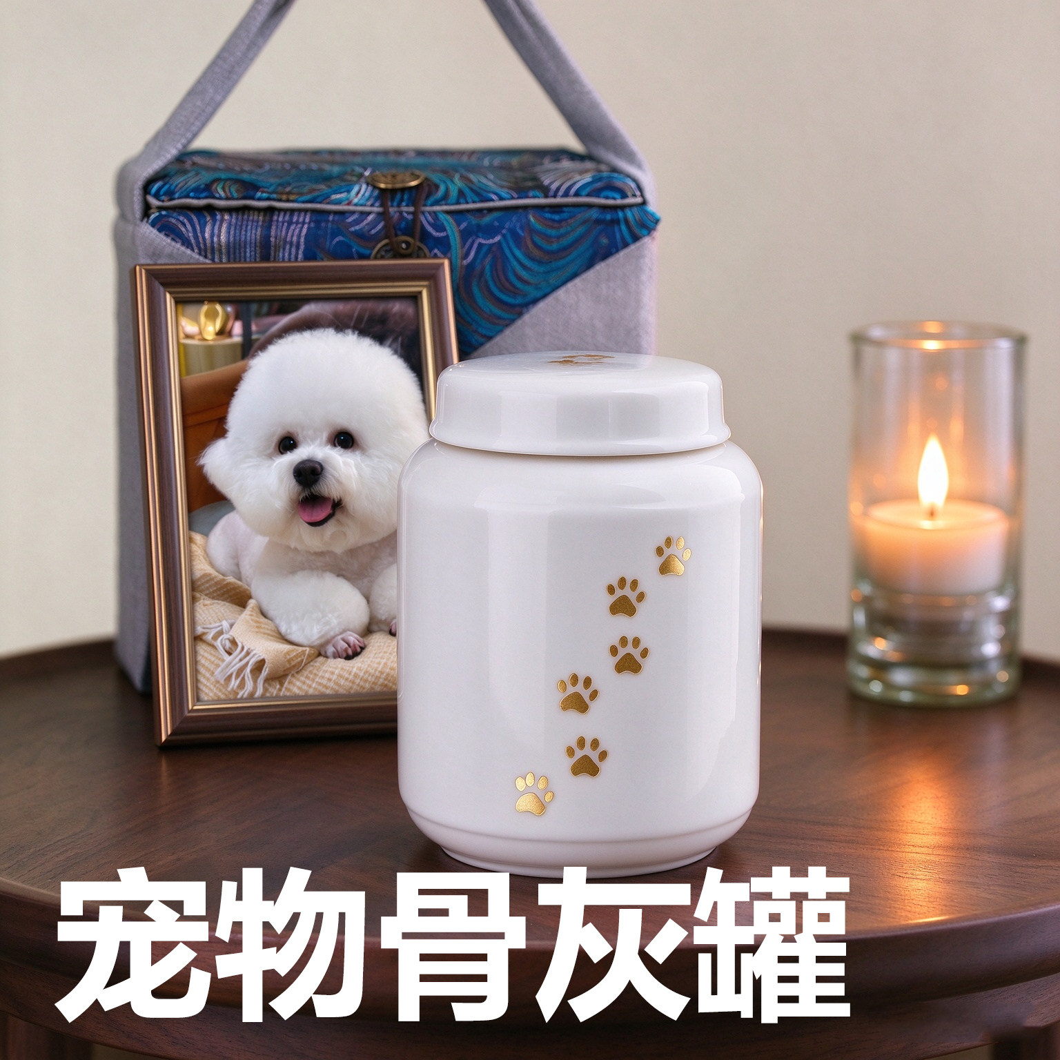 新品原创陶瓷宠物骨灰盒狗狗离世防潮密封罐毛发回忆纪念殡葬安乐