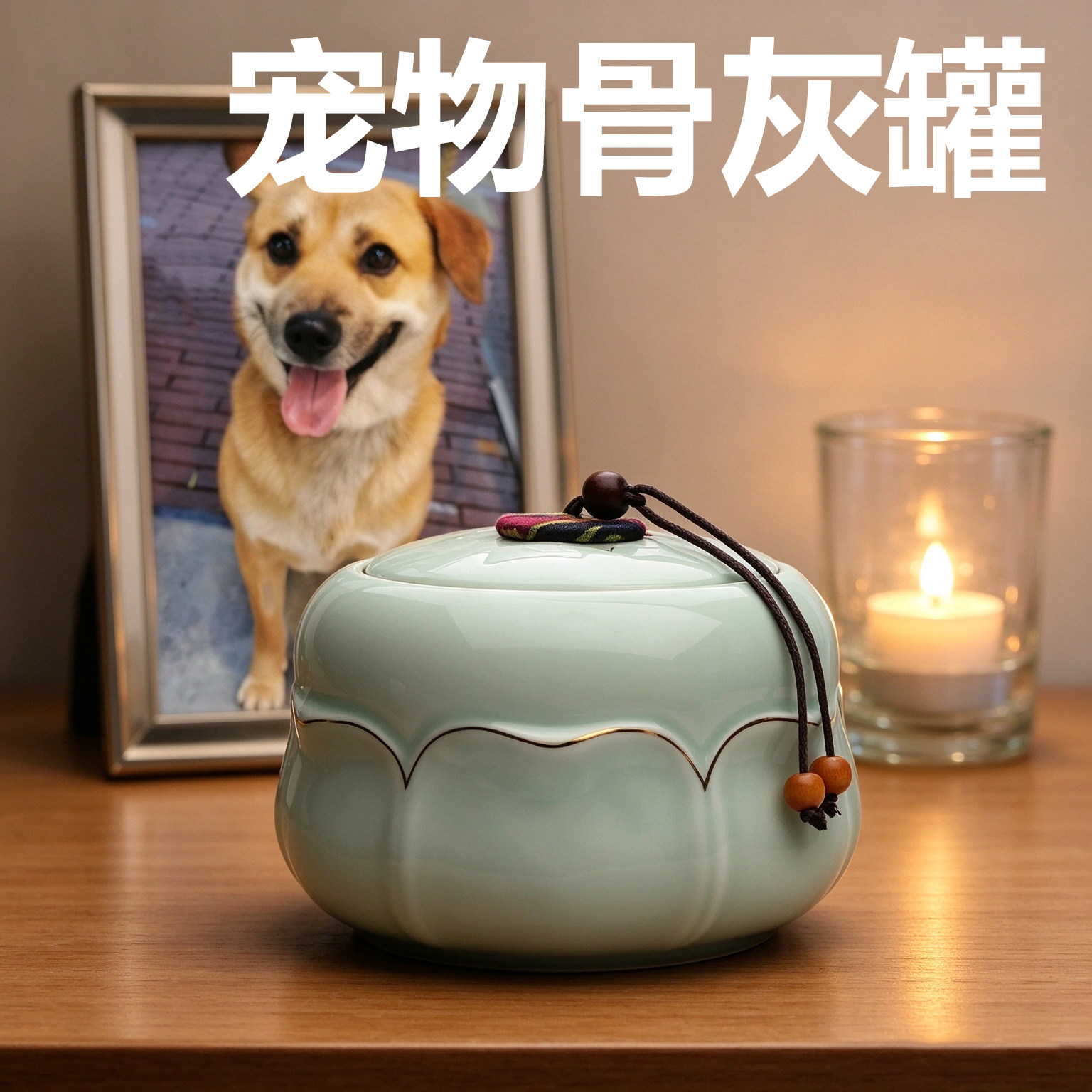 宠物离世纪念品大号骨灰盒狗狗猫陶瓷灰骨罐带照片定制密封防潮