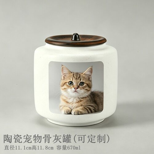 陶瓷骨灰罐狗狗猫猫陶瓷宠物纪念罐殡葬用品密封带盖遗骨骨灰坛子