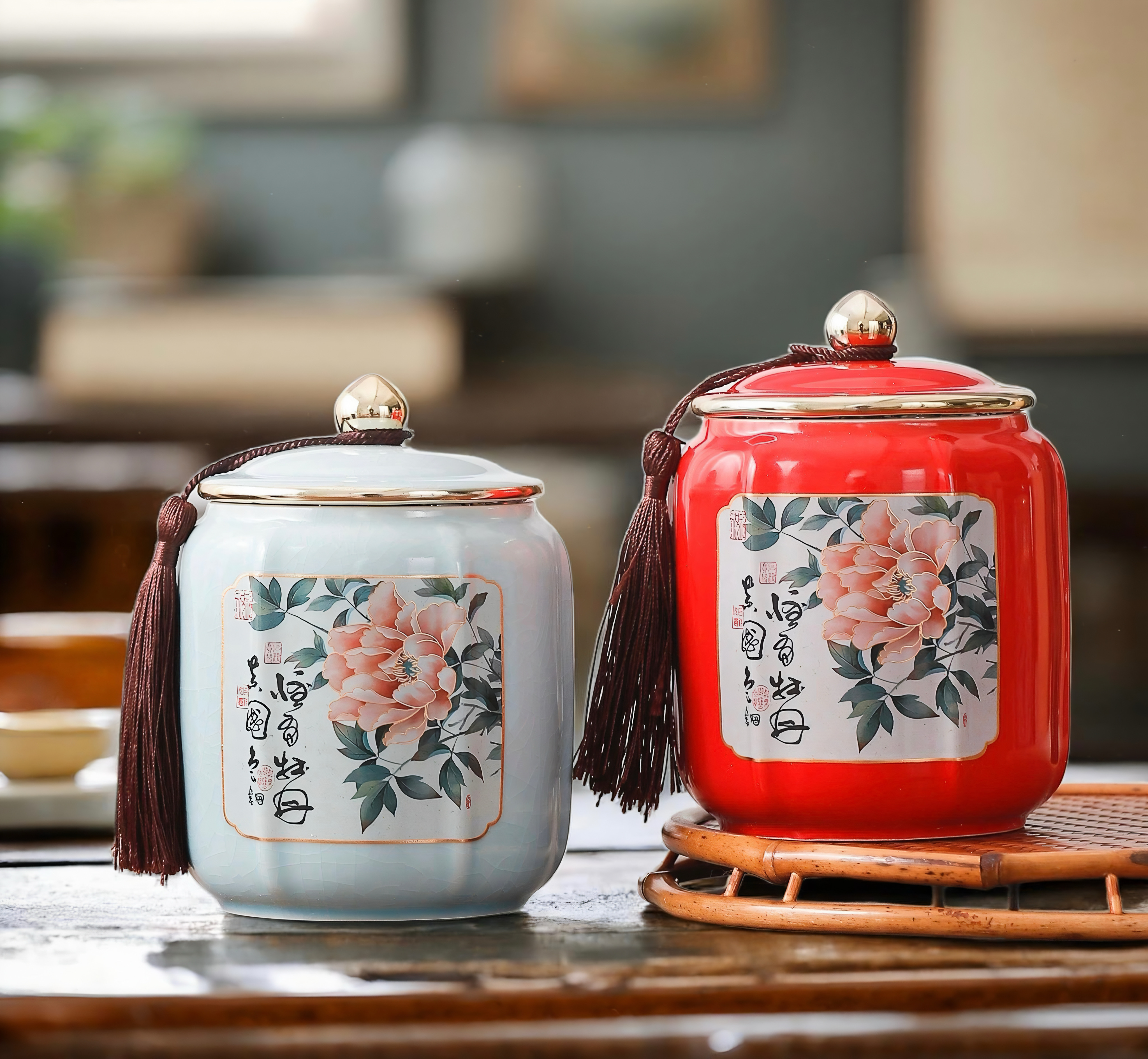 陶瓷茶叶罐空罐大号密封罐家用绿茶红茶普洱龙井储存罐防潮存茶罐