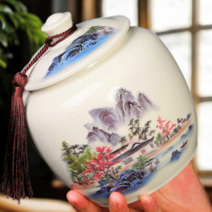 陶瓷茶叶罐大号储物储藏密封罐家用防潮包装复古绿茶红茶家用摆件