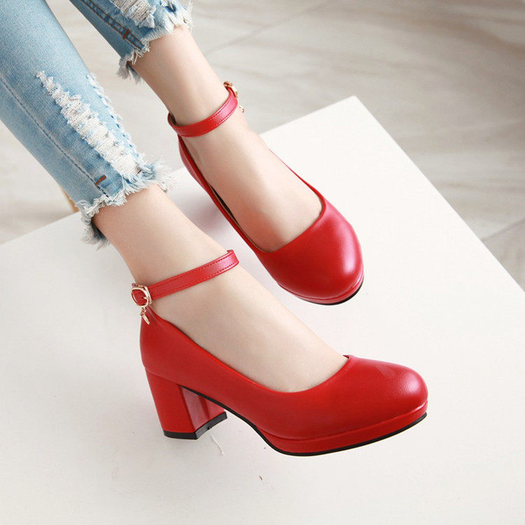 2018 Autumn new pattern Wedding shoes gules bride shoes With crude High-heeled Single shoes Girls pregnant woman leather shoesin the Women's Shoes, Low shoes  category - from Buy2taobao.com to provide professional Taobao agent buy service