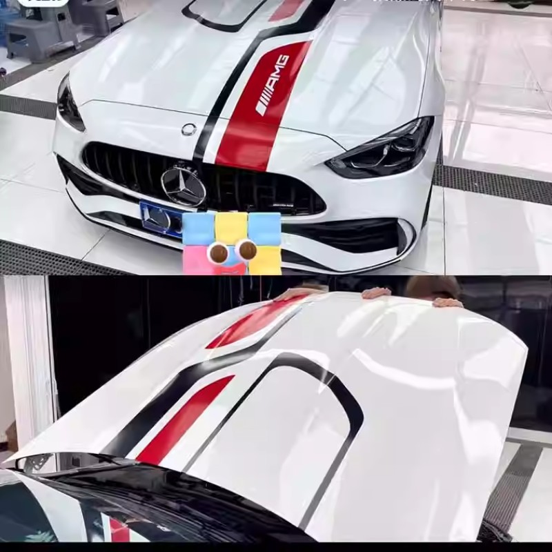 奔驰c级引擎机盖贴纸拉花 AMG C63 C260L C200 E级CLA改装汽车贴