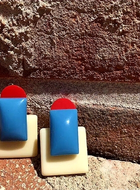 限时包邮韩国设计师款同款fruta拼色几何个性小众耳环树脂耳钉