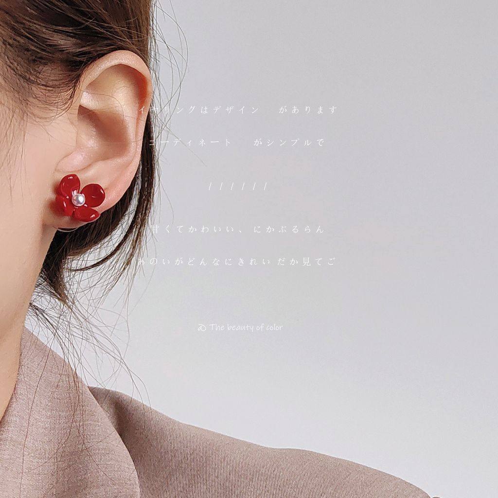 送你一朵小红花 复古红色显白花朵耳环小众气质耳钉简约设计耳饰,饰品/流行首饰/时尚饰品新,耳钉,淘宝优惠券,粉丝福利购,淘宝优惠卷